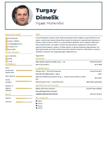 İnşaat Mühendisi Cv Örnekleri cv indir